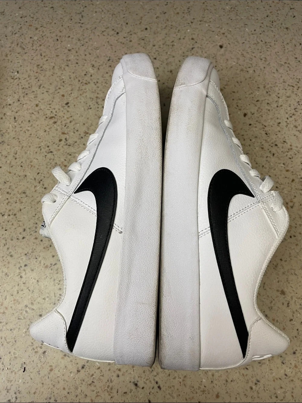 Nike White Leather Low-Top Sneakers with Black Swoosh